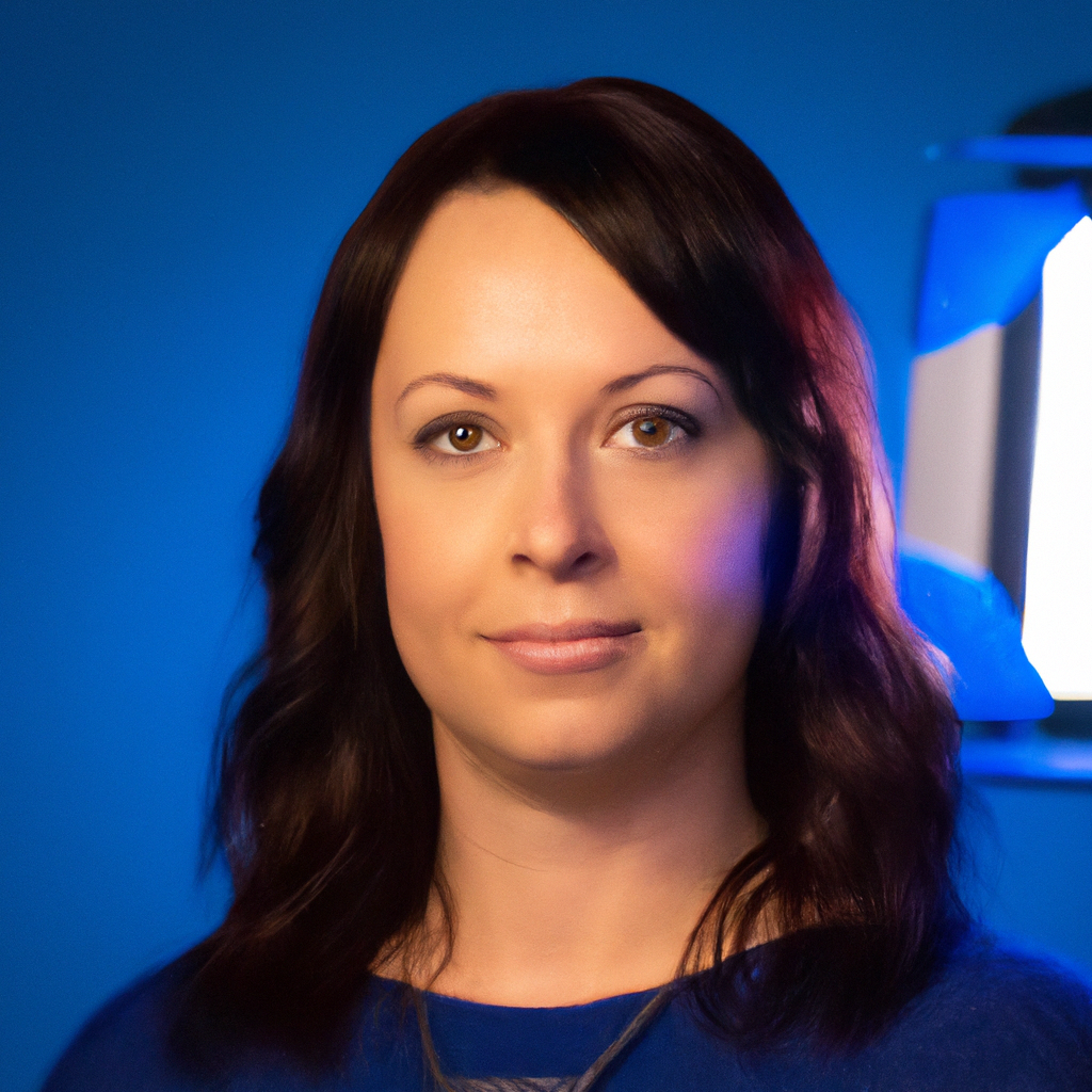 Portrait of co-founder Maya Norton with bicolor LED rim lighting